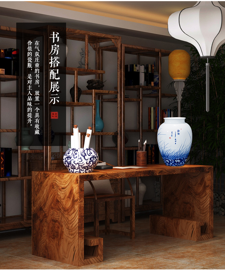 Jingdezhen ceramics landscape painting drawing big vases, flower arranging new Chinese style household act the role ofing is tasted, the sitting room porch place