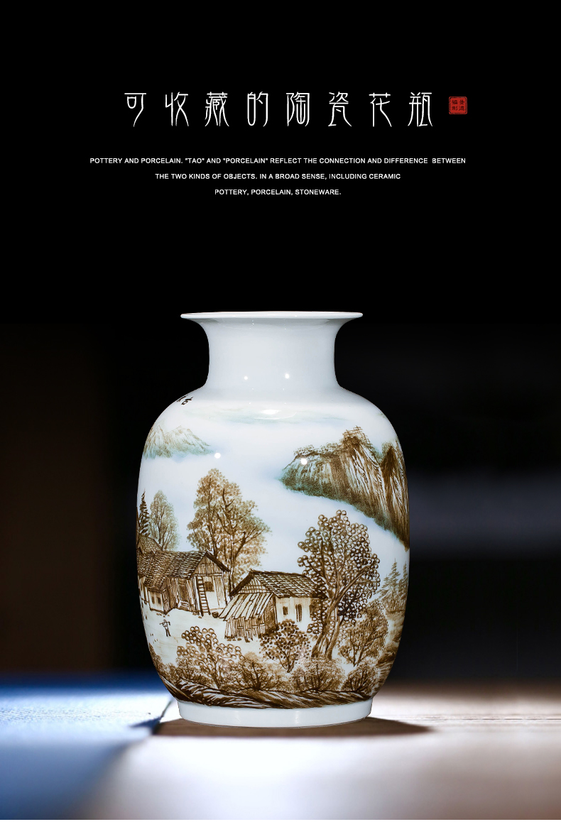 Jingdezhen ceramics landscape hand - made vases, flower arranging new Chinese style household act the role ofing is tasted, the sitting room porch decoration furnishing articles