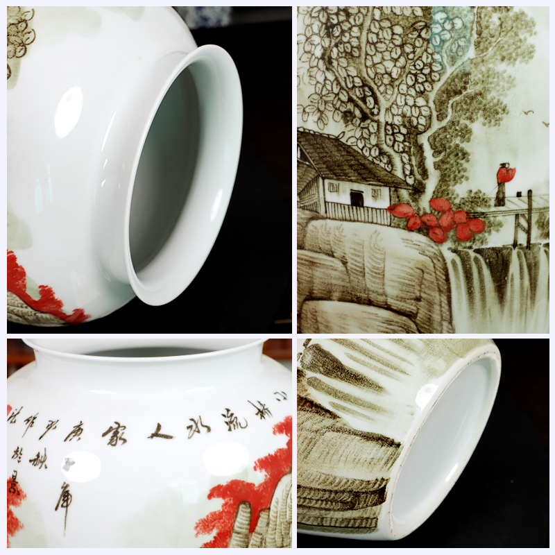 Jingdezhen ceramics of large vase furnishing articles large sitting room of Chinese style household adornment hand - made porcelain arranging flowers