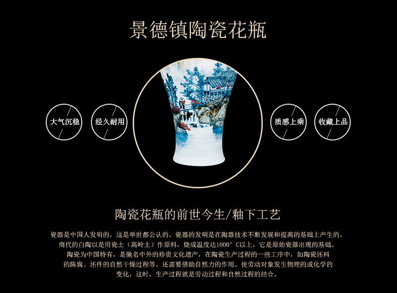 Jingdezhen ceramics celebrity hand - made the master of landscape painting large vase household villa living room office furnishing articles