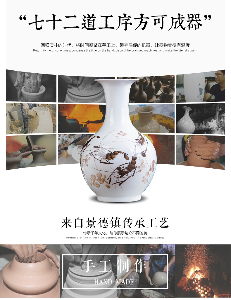 Contracted and I jingdezhen ceramics hand - made shrimp boring vase home wine cabinet office sitting room adornment is placed