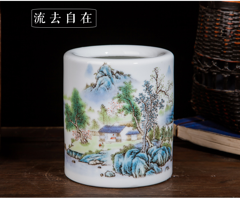 Jingdezhen ceramics household brush pot office furnishing articles study office supplies decoration hair brush pot student gifts