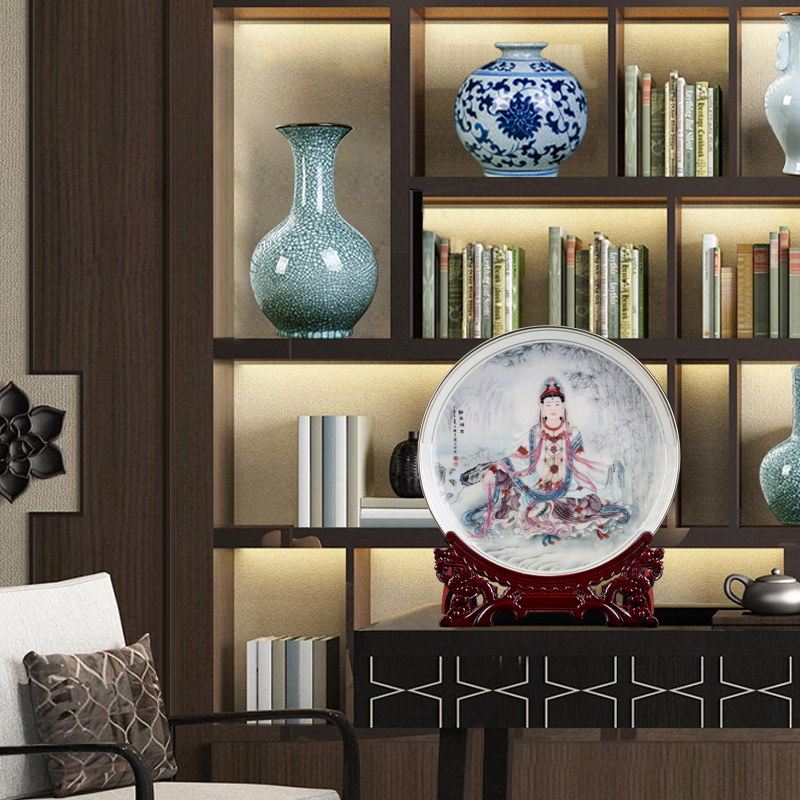 Jingdezhen ceramics gold Buddha like guanyin sitting room decorate dish hang dish by dish household furnishing articles and crafts