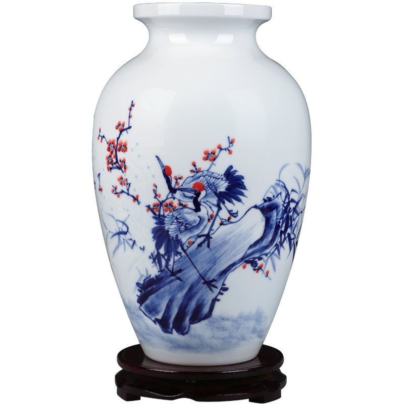 Hand draw the blue and white porcelain of jingdezhen ceramics thin body new Chinese style household flower arrangement sitting room adornment handicraft furnishing articles