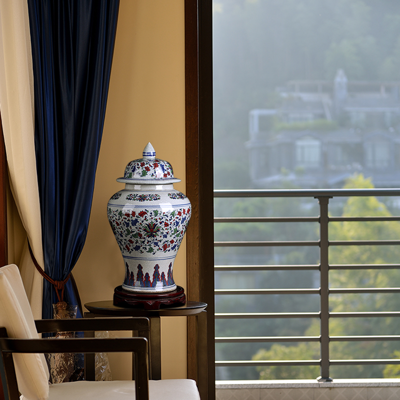 Blue and white porcelain of jingdezhen ceramics general tank furnishing articles large storage tank Chinese sitting room porch home decoration