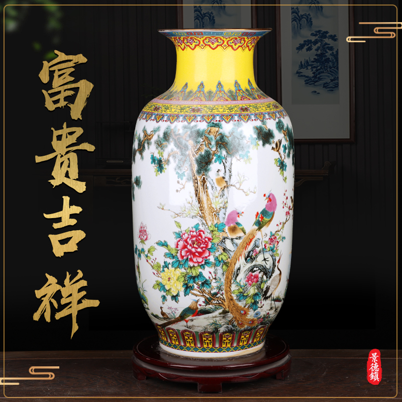 Jingdezhen ceramic vase furnishing articles large sitting room of Chinese style household flower arranging TV ark, rich ancient frame decorative porcelain