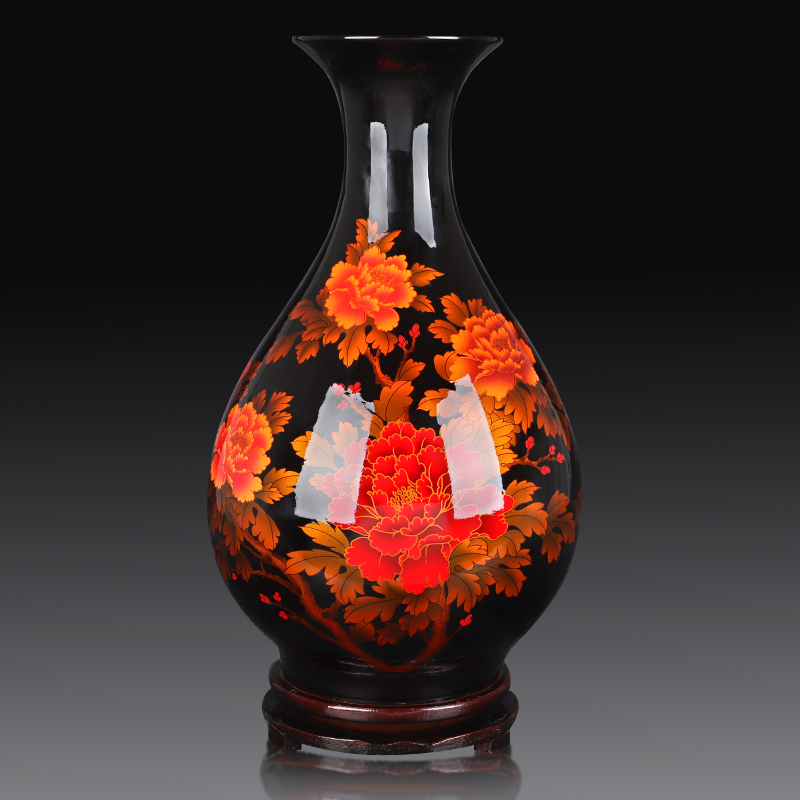 Jingdezhen Ceramic Ware Crystal Glazed Vase Swing Pieces China Red Chinese Style Home Living Room Flower Arrangement Wedding Decorations
