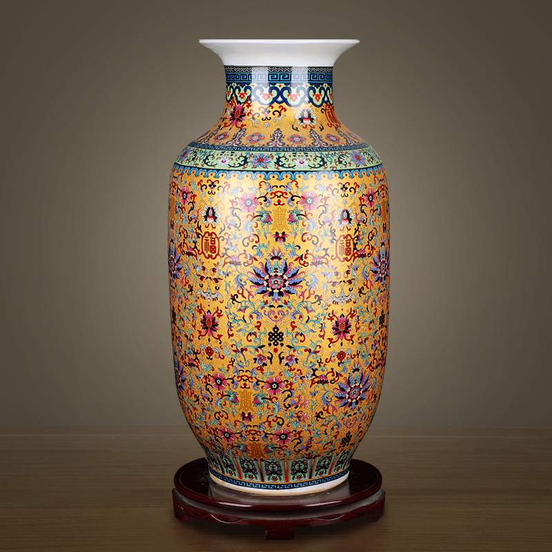 Jingdezhen ceramics enamel idea gourd vases furnishing articles sitting room of Chinese style household TV ark, flower arranging office decoration
