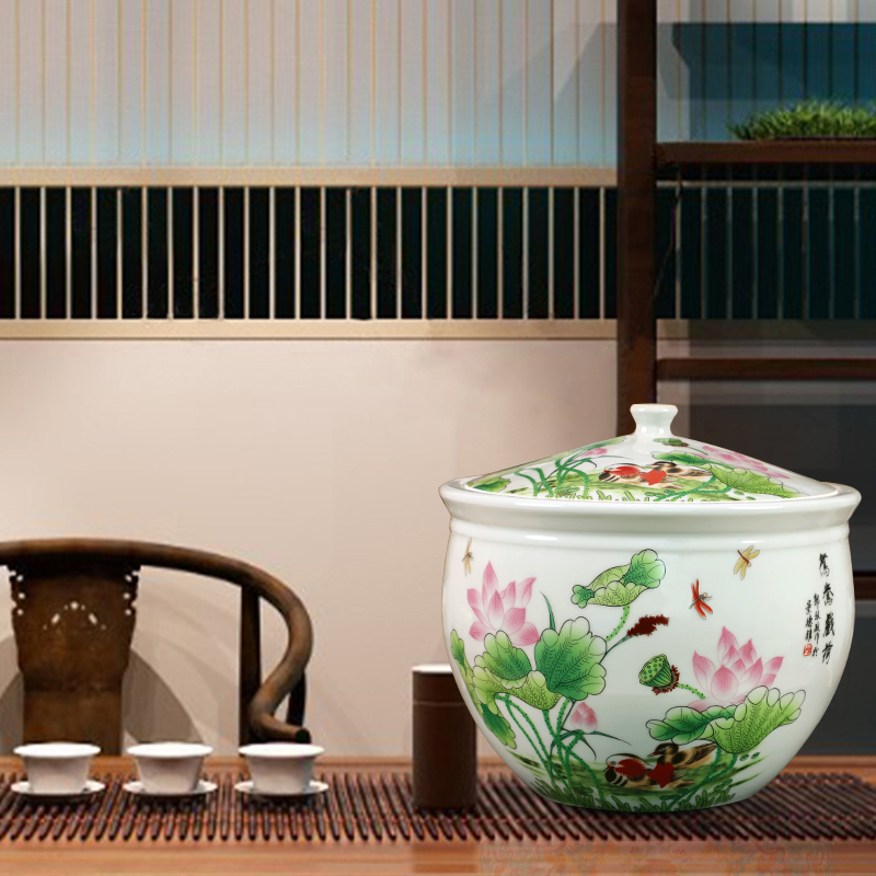 Jingdezhen ceramic famille rose seven Chinese style cake caddy fixings seal POTS retro puer tea cake large pot
