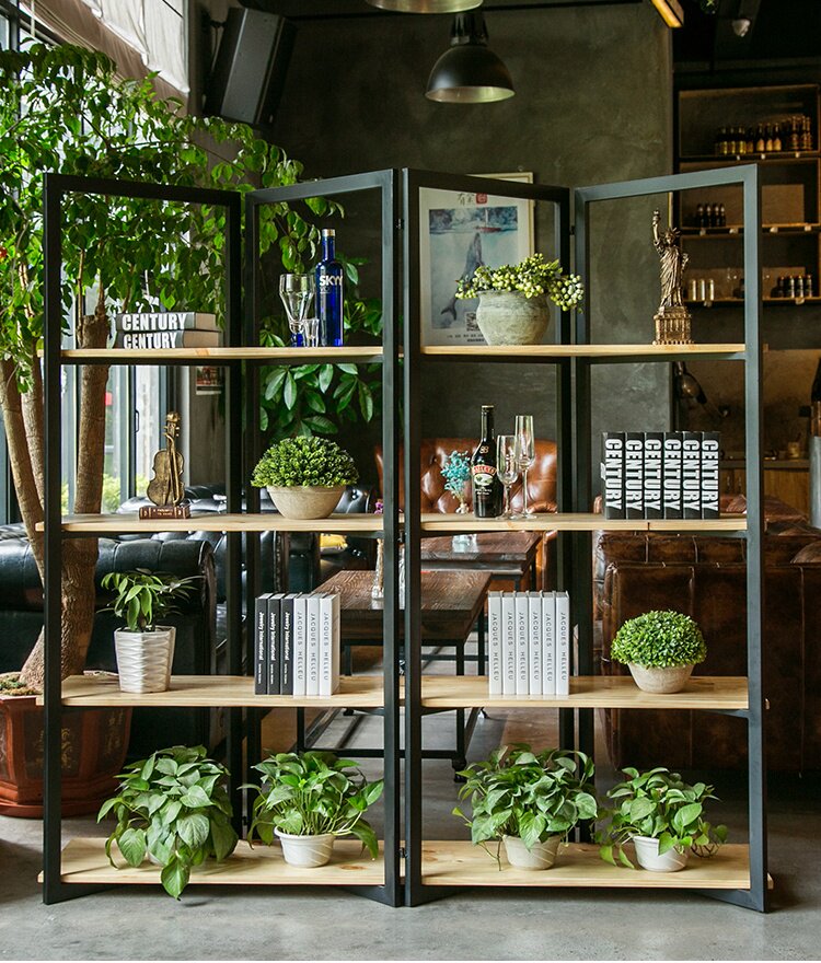 Simple Wrought iron shelf Multi-layer indoor special solid wood balcony Living room compartment shelf Flower pot rack Floor-to-ceiling