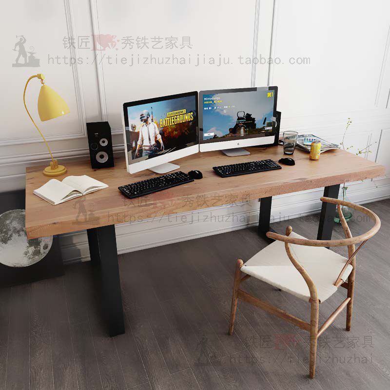 Nordic solid wood computer desk simple desk wrought iron desk modern desk desktop conference table home