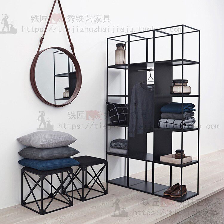 Creative Modern Simple Iron Art Shelf Storage Floor Rack Clothes Hanger Wardrobe Clothing Store Display Clothing Rack Open
