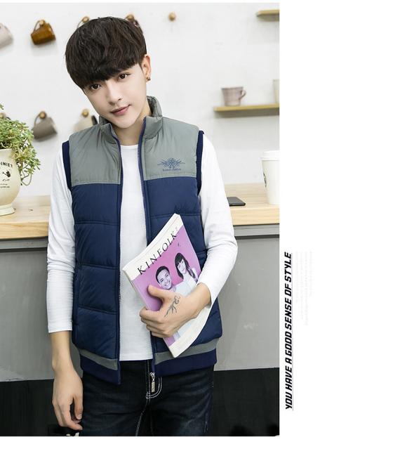 Mùa thu và mùa đông chất liệu cotton vest nam ấm áp bên ngoài mặc vest đẹp trai trẻ tuổi áo khoác không tay nam