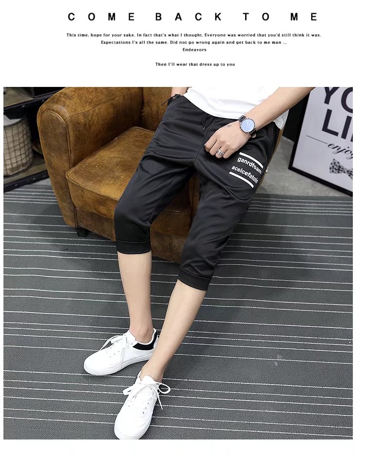 9.9 包邮 quần nam Hàn Quốc phiên bản của xu hướng của Slim feet casual 7 quần nam năm điểm ống túm quần short mùa hè