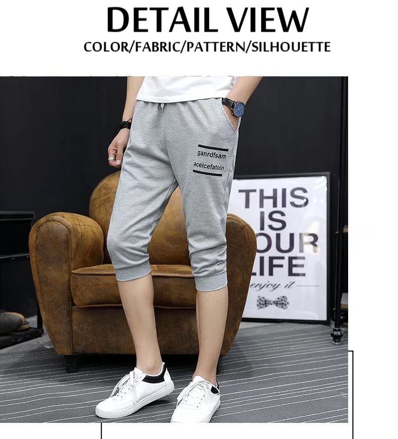 9.9 包邮 quần nam Hàn Quốc phiên bản của xu hướng của Slim feet casual 7 quần nam năm điểm ống túm quần short mùa hè