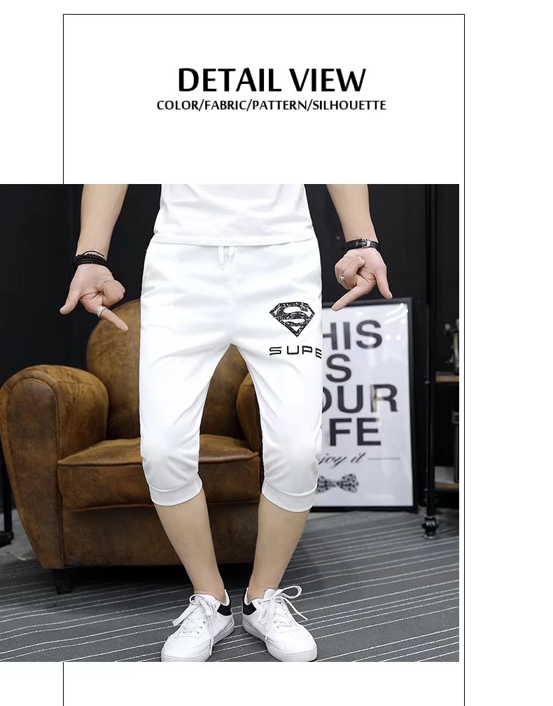 9.9 包邮 quần nam Hàn Quốc phiên bản của xu hướng của Slim feet casual 7 quần nam năm điểm ống túm quần short mùa hè