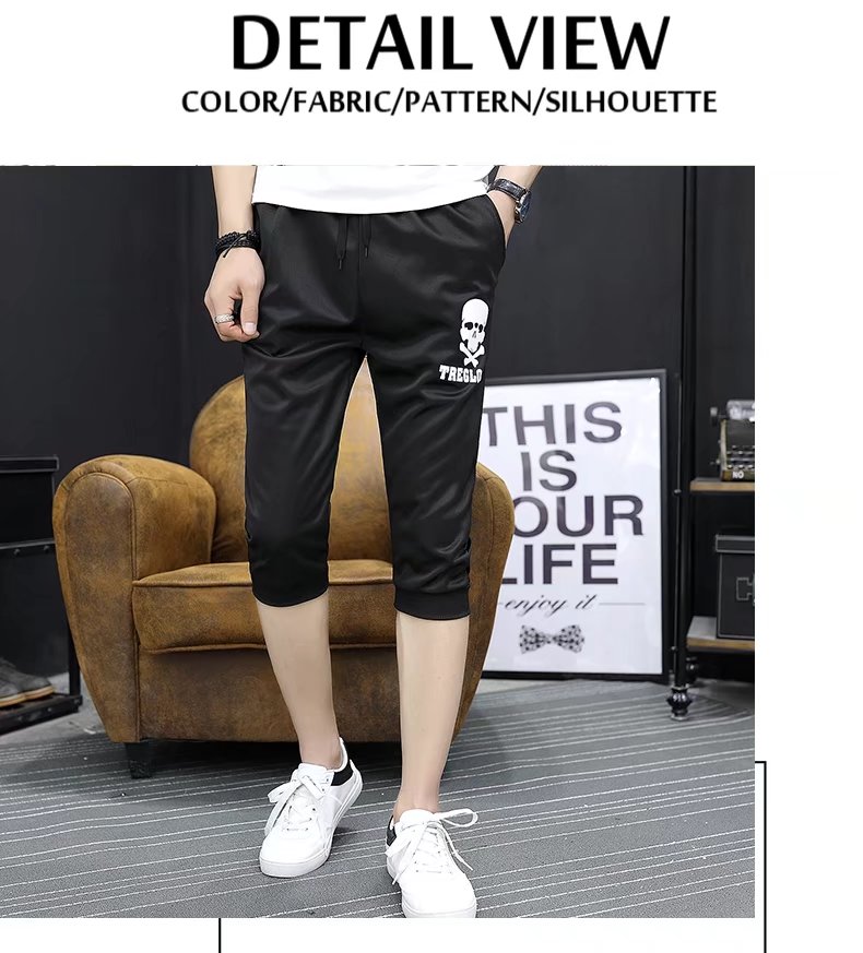 9.9 包邮 quần nam Hàn Quốc phiên bản của xu hướng của Slim feet casual 7 quần nam năm điểm ống túm quần short mùa hè