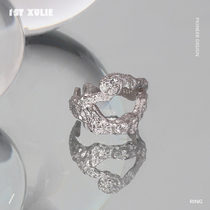 1STXULIE pure silver ring small crowddesign micro-inlaid drilling temperament white dark black lukewarm wind men and women with opening ring