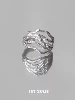 1ST XULIE-925 sterling silver homemade niche old texture lines dark cold wind open men's and women's rings
