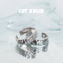 1STXULIE-925 sterling silver niche design ring handmade texture dark cold wind opening does not fade ring