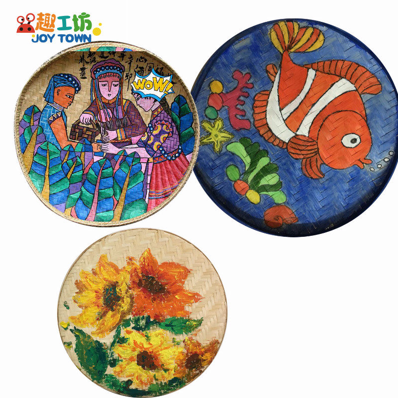 Painting bamboo plaque Bamboo woven plaques to write Decorative Wall Sticker nursery Pendant Handmade Bamboo dustpan bamboo products