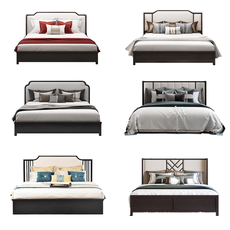 Bed New Chinese Solid Wood Modern Light Luxury Master Bed Double 1 85 m Size House Sales Building Furniture