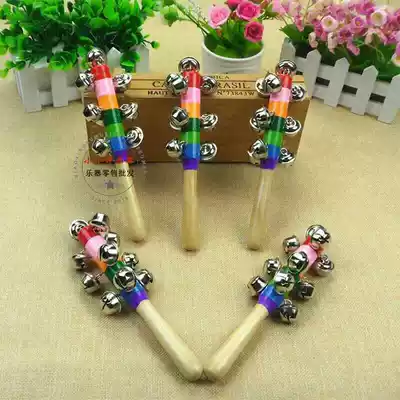 New special Orff music teaching aids Children percussion rainbow rattles 10 bells stick bells hand string bells