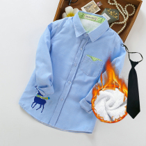 Childrens velvet shirt boys blue school uniform childrens warm inch clothing medium and large childrens thick cardigan autumn and winter new style