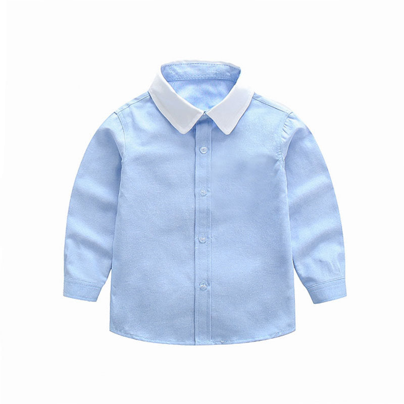 Boy shirt long sleeve white collar blue small and small children's baby inch clothes student Spring and autumn new 100 Lap School Uniform