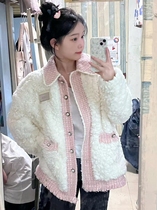 Maternity wear winter double-sided long plush winter thickened warm splicing design loose long-sleeved small fragrant jacket