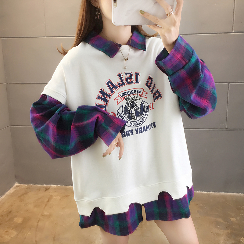 Spring and autumn gestation with lazy wind in the middle of a long version of fake two POLO collar long sleeves slim fit for a thin coat of clothing and women