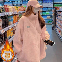 Maternity wear autumn large size top cardigan double-sided arctic velvet plus velvet warm coat womens versatile plush velvet coat