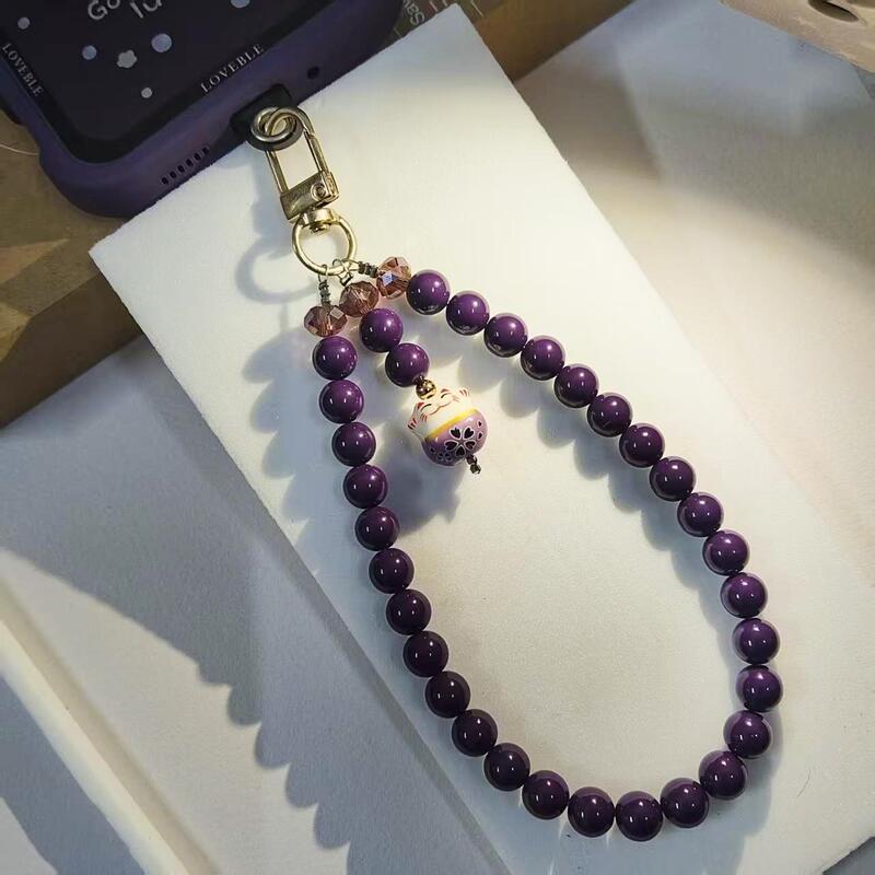 Original Lucky Cat Phone Chain Luxury Anti-Purple Crystal Bead Chain Short Handmade Beaded Pendant Ornament Original Lucky Cat Phone Chain Luxury Anti-Purple Crystal Bead Chain Short Handmade Beaded Pendant Ornament