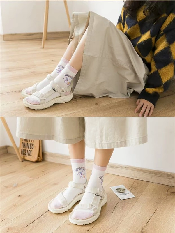 Hàn Quốc ulzzang Phim hoạt hình Nhật Bản em gái mềm kỳ lân trong vớ ống nữ nữ đại học Harajuku vớ cotton dài vớ