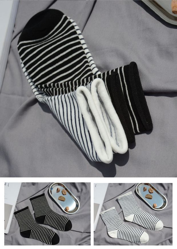 Cọc vớ nữ đại học Hàn Quốc gió Nhật Bản sọc cuộn ống vớ vớ cotton vớ ulzzang thông miệng vớ thủy triều tất chân