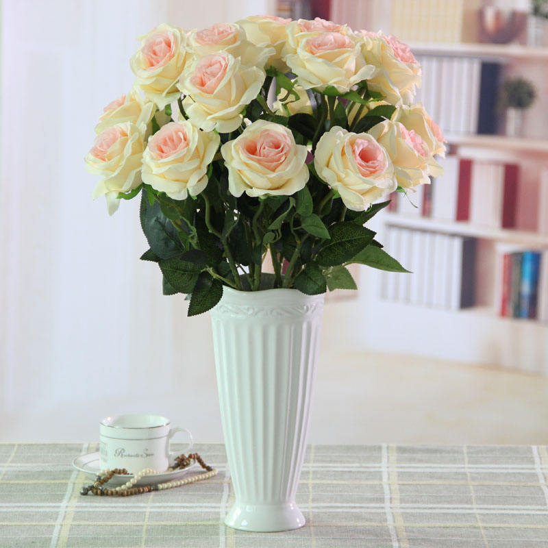 Special price single rose artificial flower silk cloth fake flower living room dining table floor decoration flower bouquet 10