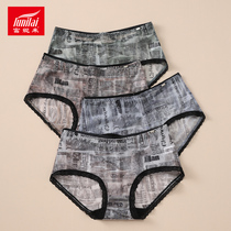4-pack Funilai Lace mesh sexy womens panties mid-waist incognito fashion cotton crotch small flat angle 13048
