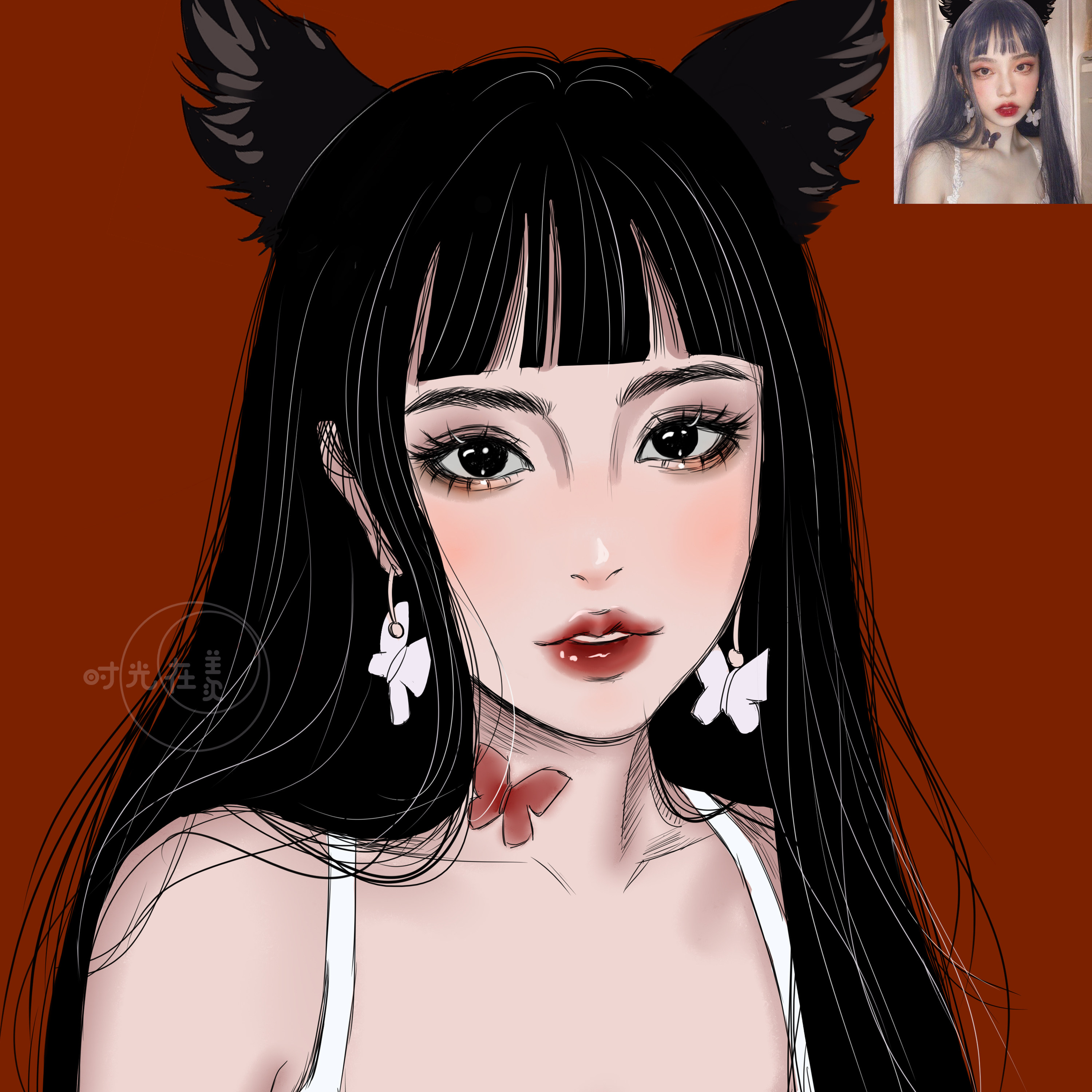 Couple avatar dark style hand drawn wedding gift manga anime cartoon real person photo transfer hand drawn custom made