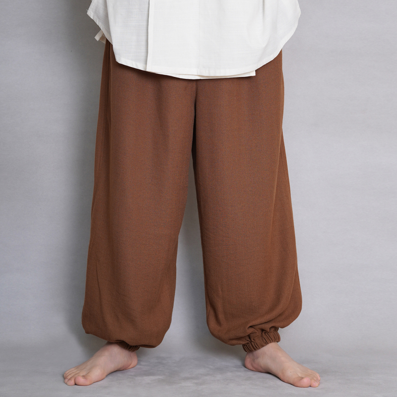 Qingshan Gradually Improves the Daily Hanfu Style with Loose-Fitting, Wide-Crotch Pants in Plain Fabric, Lantern Pants for Men and Women, Suitable for Spring and Autumn