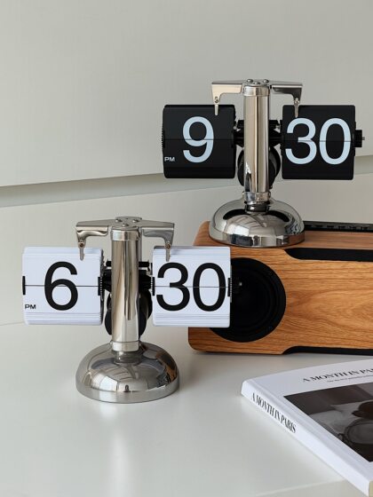 创意复古欧式机械自动翻页时钟客厅电视柜酒柜装饰品摆件家居闹钟