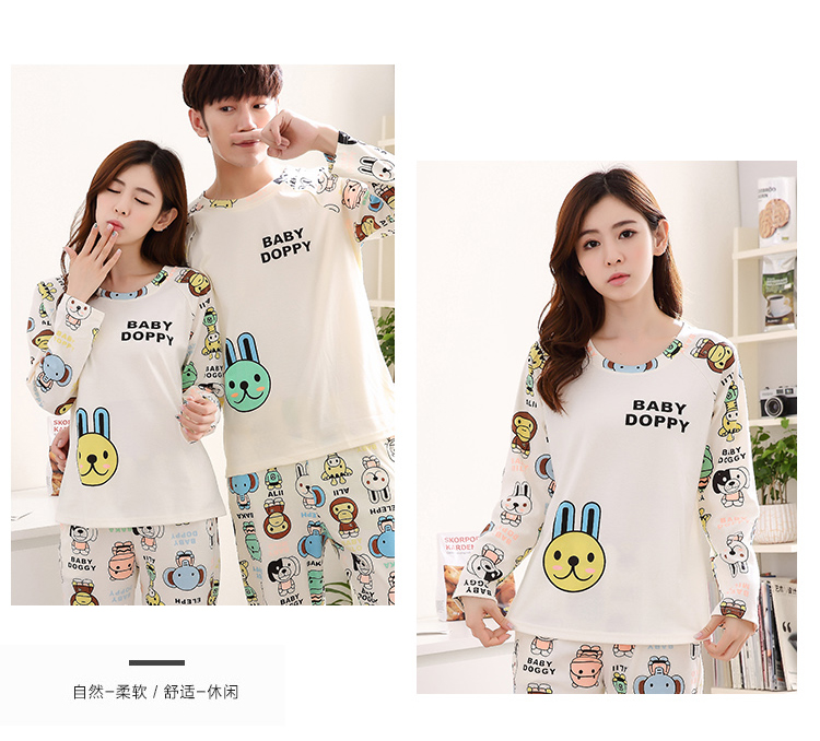 Cặp vợ chồng mùa thu quần áo dài tay phù hợp với nam giới mùa thu và mùa đông đồ ngủ cotton nữ đồ ngủ cotton phim hoạt hình XL bộ đồ mặc nhà
