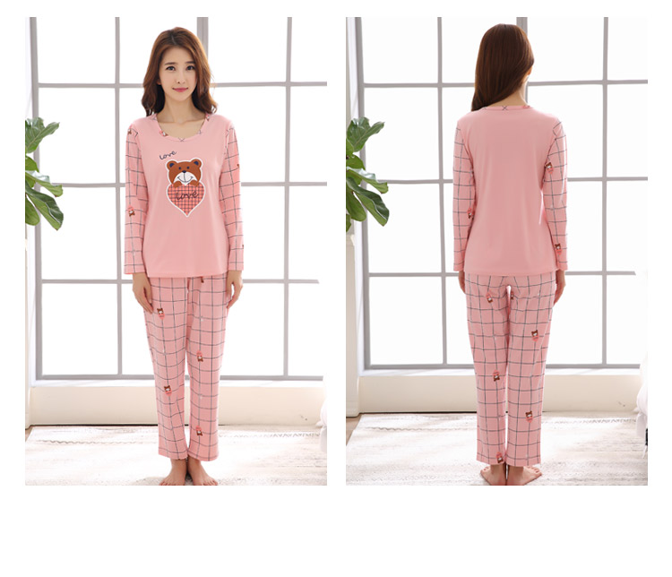 Mới mùa thu phim hoạt hình cotton dài tay đồ ngủ nữ mùa thu và mùa đông mẫu thường xuyên phù hợp S mã phiên bản Hàn Quốc của dịch vụ nhà dễ thương do ngu