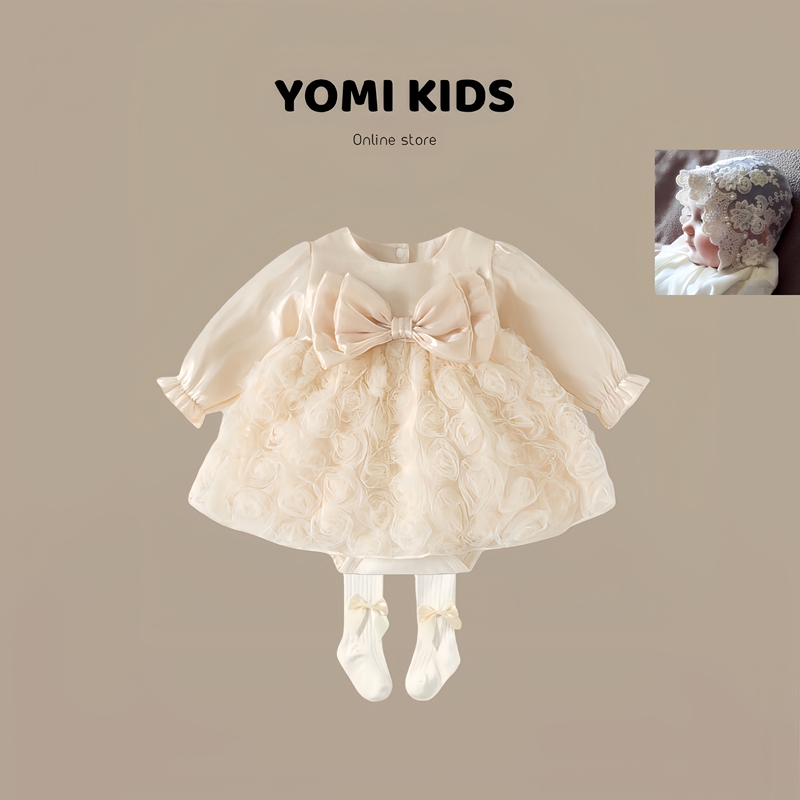 Baby's First Birthday Dress, Rose Dress for the 100-Day Banquet in Spring 2026, Baby Girl's Tutu Skirt, Princess Sweet Dress