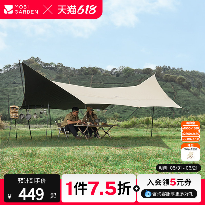 Mugodijuntin 530 Black Plastic Canopy for Outdoor Camping, Sun Protection, Windproof, Rainproof, Sunshade, Uv Protection, Polyester