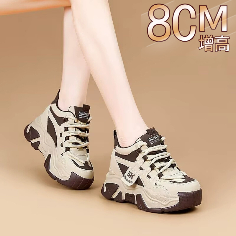 Hong Kong Genuine Leather Dad Shoes for Women, 2026 Autumn New Versatile Popular Thick-Soled Height-Increasing Super Trendy Casual Sneakers Hong Kong Genuine Leather Dad Shoes for Women, 2026 Autumn New Versatile Popular Thick-Soled Height-Increasing Super Trendy Casual Sneakers