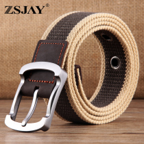 Outdoor canvas belt Mens belt Leather pin buckle student casual jeans belt Russian military