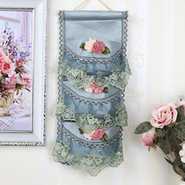 Wardrobe hanging bag cashier bag wall hanging storage bag toilet hanging bag door rear cloth art lace multilayer storage bag