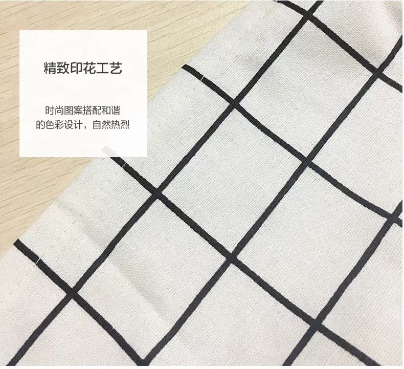 Vải cotton và vải lanh màu đen và trắng tartan bàn cà phê vải bàn rất đơn giản gió Bắc Âu ảnh nền bàn vải ký túc xá khăn bàn tròn