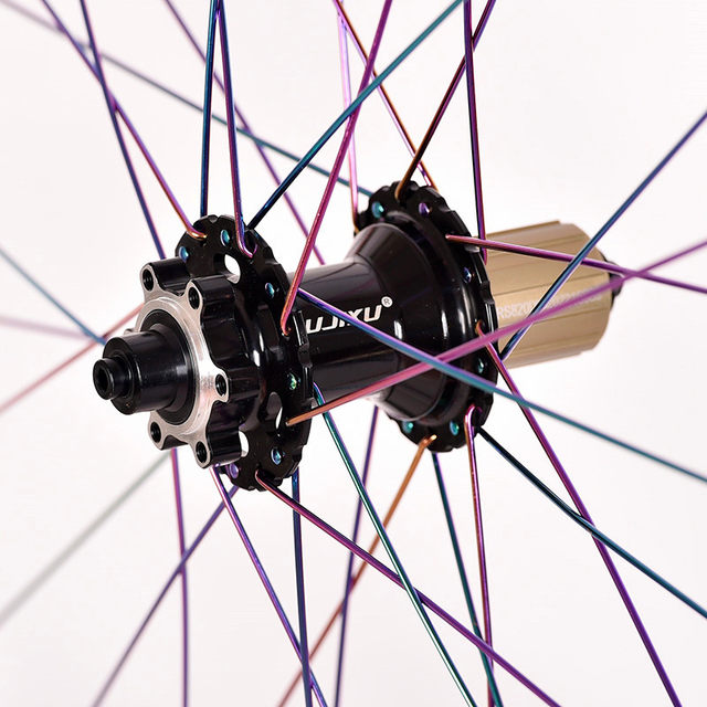 Rujixu Colorful Strip Mountain Bike Wheelset 29/27.5/26 Inch 120-Click Hub Thru-Axle Quick Release Boost