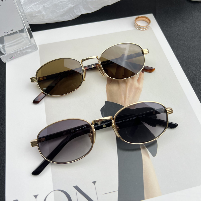 Liu Wen and Kevin Tsai's Same Style Sunglasses for Women, B53 Model, Trendy Niche Oval Metal Frame, Retro Old Money Style Sunglasses for Women